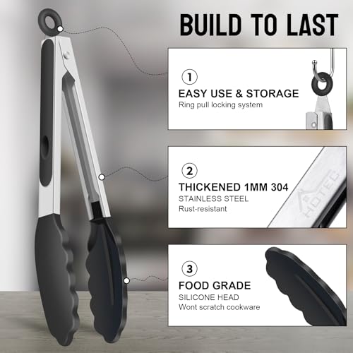 Modern HOTEC top-tier Stainless Steel Locking Kitchen Tongs Set