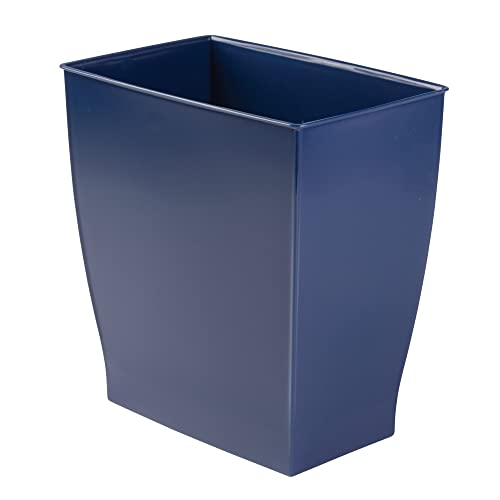 iDesign Small Plastic Bathroom Trash Can, Slim Rectangle Garbage Bin Set