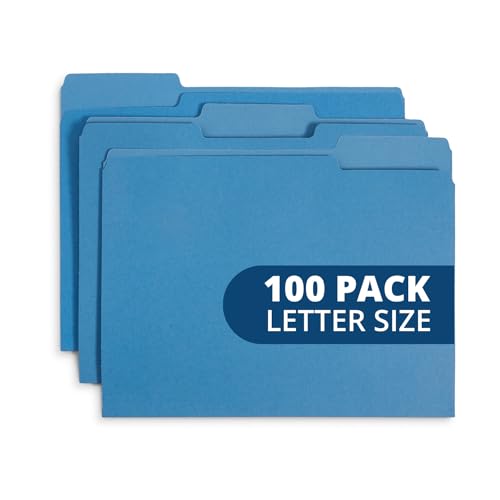 Minimalist File Folder, 1/3 Cut Tab, Letter Size, Blue, Great for Essentials