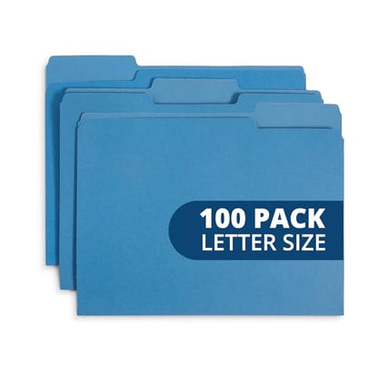 Minimalist File Folder, 1/3 Cut Tab, Letter Size, Blue, Great for Essentials