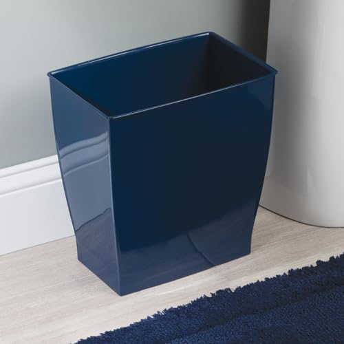 iDesign Small Plastic Bathroom Trash Can, Slim Rectangle Garbage Bin Set